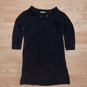 Junior Cherokee Black Knit Collared Jewel Sweater